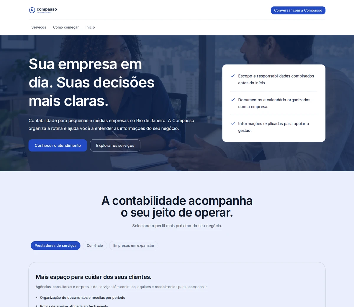 Página inicial do projeto Compasso